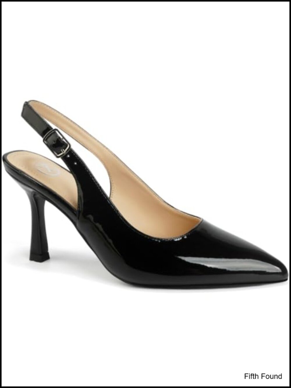 Pointed Toe Slingback Kitten Heels Faux Leather Dress Pumps